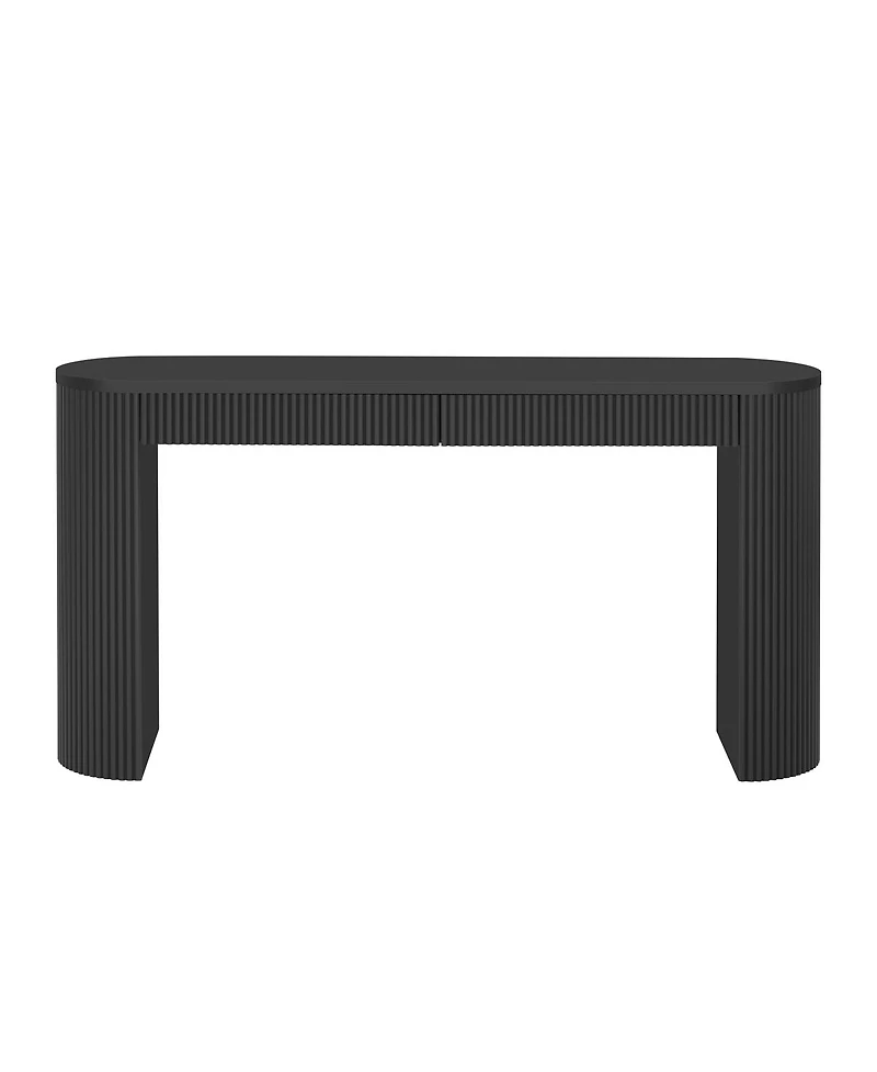 Streamdale Furniture 58.3" Arched Console Table with Dual Drawers and Pine Veneer Finish