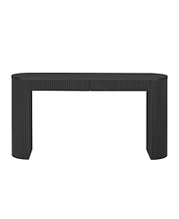 Streamdale Furniture 58.3" Arched Console Table with Dual Drawers and Pine Veneer Finish