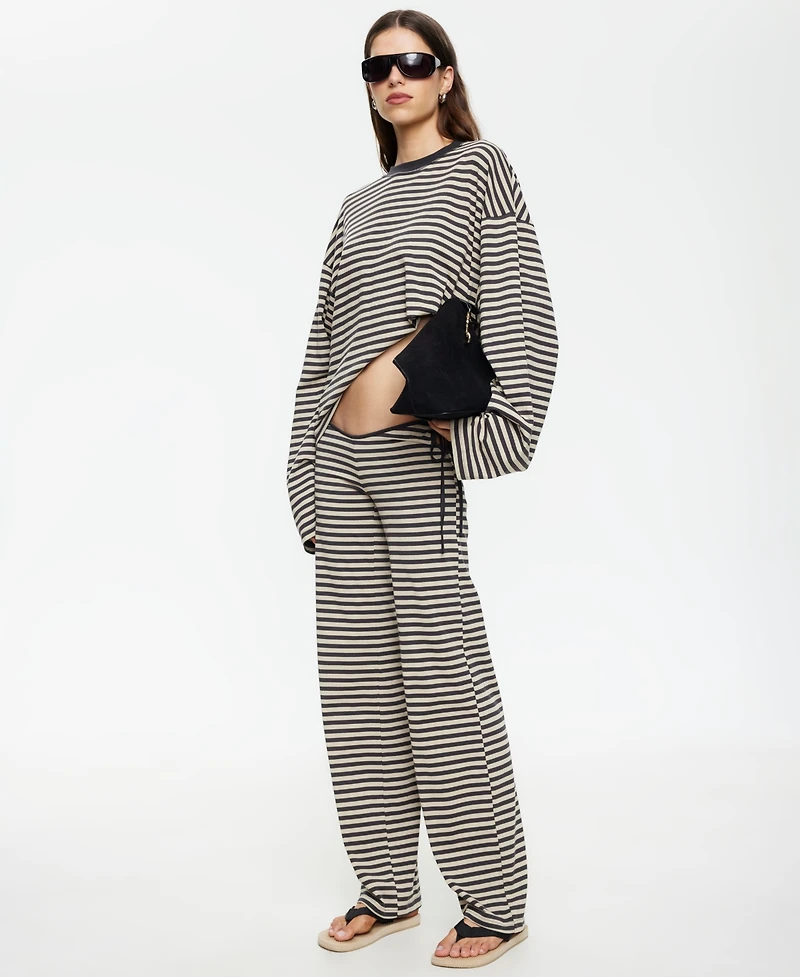 Lioness Women's Low Rise Striped Waist Tie Pants