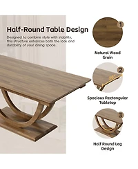 Streamdale Furniture 6 Piece Wood Half Round Dining Table Set with Bench and 4 Chairs
