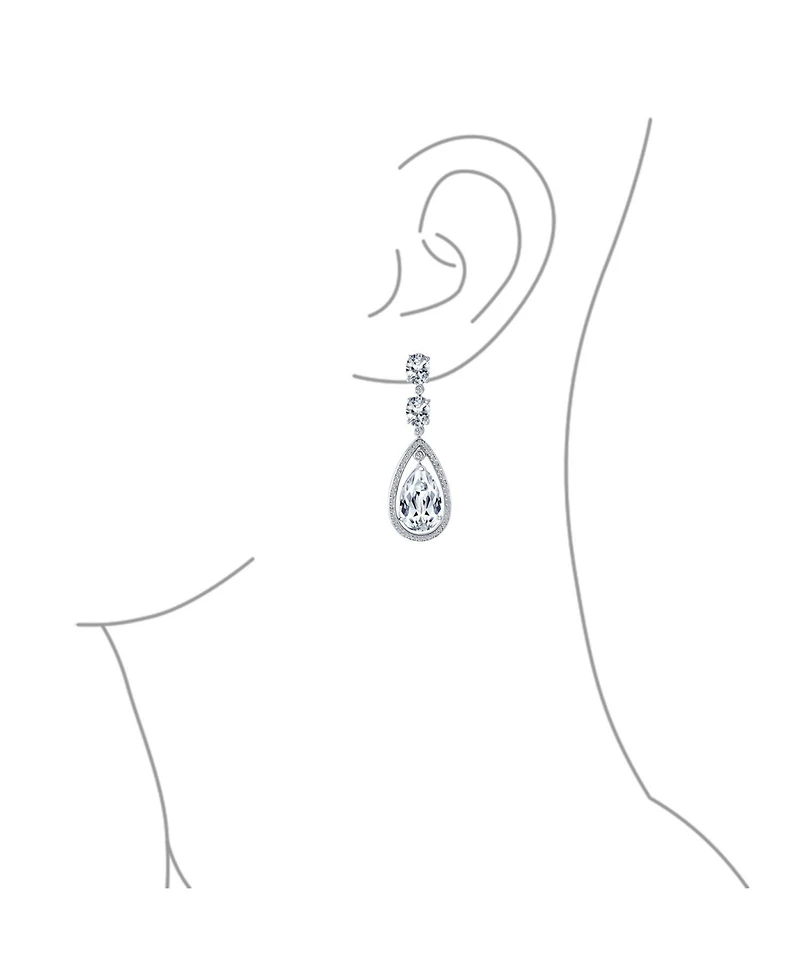 Bling Jewelry Cocktail Bridal Cubic Zirconia Halo Big Statement Teardrop Cz Chandelier Earrings Silver Plated