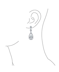 Bling Jewelry Cocktail Bridal Cubic Zirconia Halo Big Statement Teardrop Cz Chandelier Earrings Silver Plated