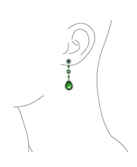 Bling Jewelry Cocktail Fashion Cubic Zirconia Halo Emerald Green Cz Large Statement Teardrop Chandelier Earrings