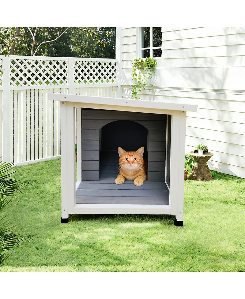 Streamdale Furniture Outdoor Cat House with Waterproof Roof and Sturdy Metal Support