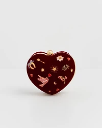 Fable England Women's Velvet Embroidered Heart Jewellery Box
