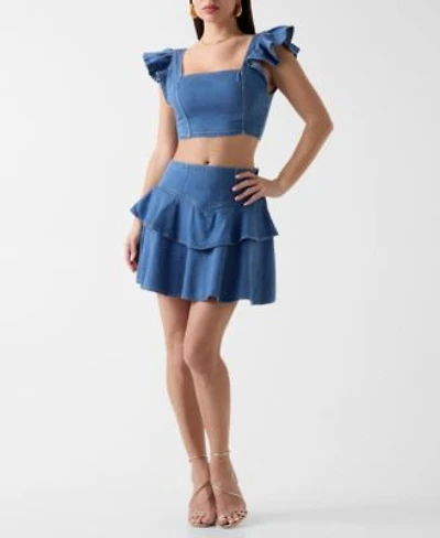 Guess Womens Leah Crop Top Drea Tiered Ruffle Skirt