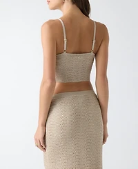 Guess Women's Olivia Pointelle Sequin Sleeveless Crop Top