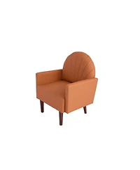 Streamdale Furniture Contemporary Shell-Shaped Pu Leather Armchair with Wooden Legs