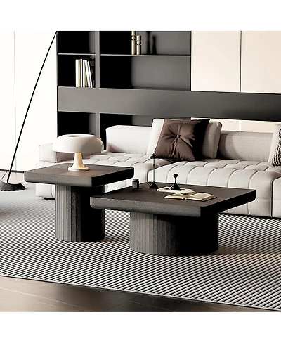 Streamdale Furniture 2-Piece Fluted Wood Nesting Coffee Table Set