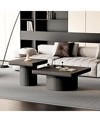 Streamdale Furniture 2-Piece Fluted Wood Nesting Coffee Table Set