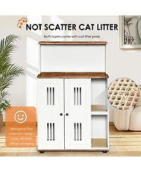 Streamdale Furniture Double Litter Box Enclosure Cabinet for 2 Cats