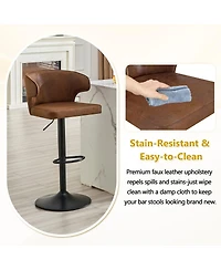 Streamdale Adjustable Swivel Suede Bar Stools with Backrest, Brown (Set of 2)