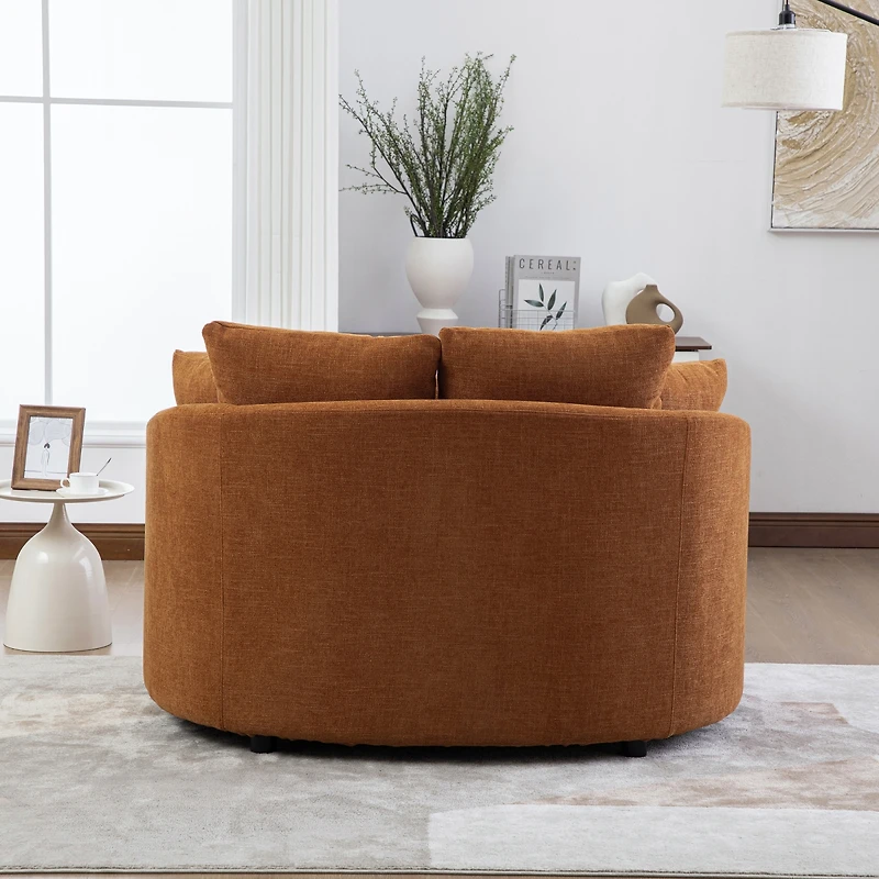 Streamdale Furniture Wide Upholstered Round Cuddle Chaise with Pillows