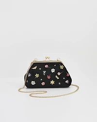 Fable England Women's Floral Ditsy Embroidered Velvet Clutch Bag