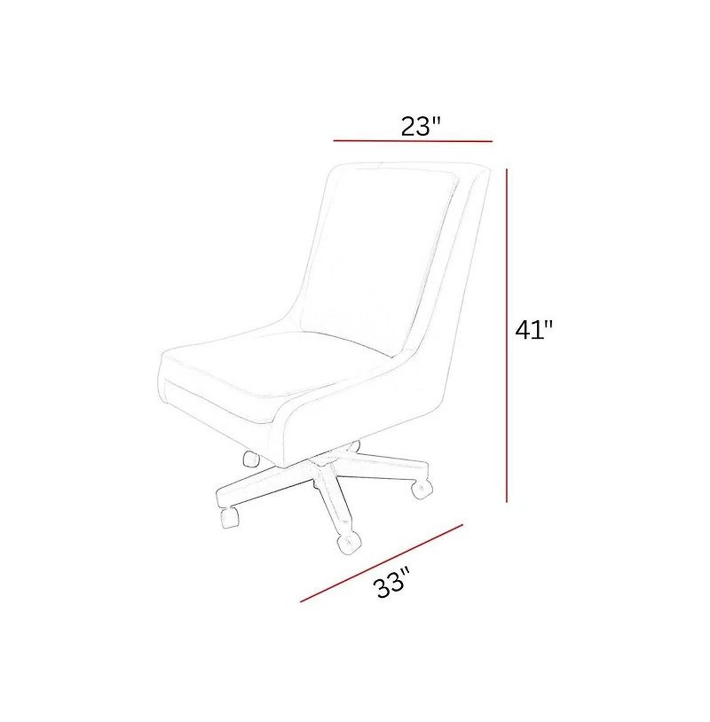 Parker Living Pillowtop Armless Office Chair with Walnut Wood Base - Adjustable Height, Swivel Rolling Desk Chair