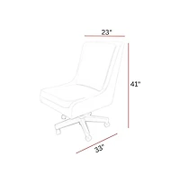Parker Living Pillowtop Armless Office Chair with Walnut Wood Base - Adjustable Height, Swivel Rolling Desk Chair