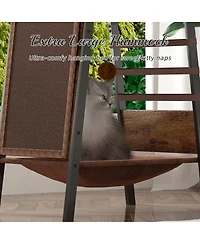 Streamdale Furniture 58-Inch Modern Cat Tree for Large Cats with Scratching Board and Hammock