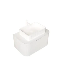 Sillysis Wall Mounted Bathroom Vanity with Rectangular Ceramic Basin, Sintered Stone Top, Stripe Panel