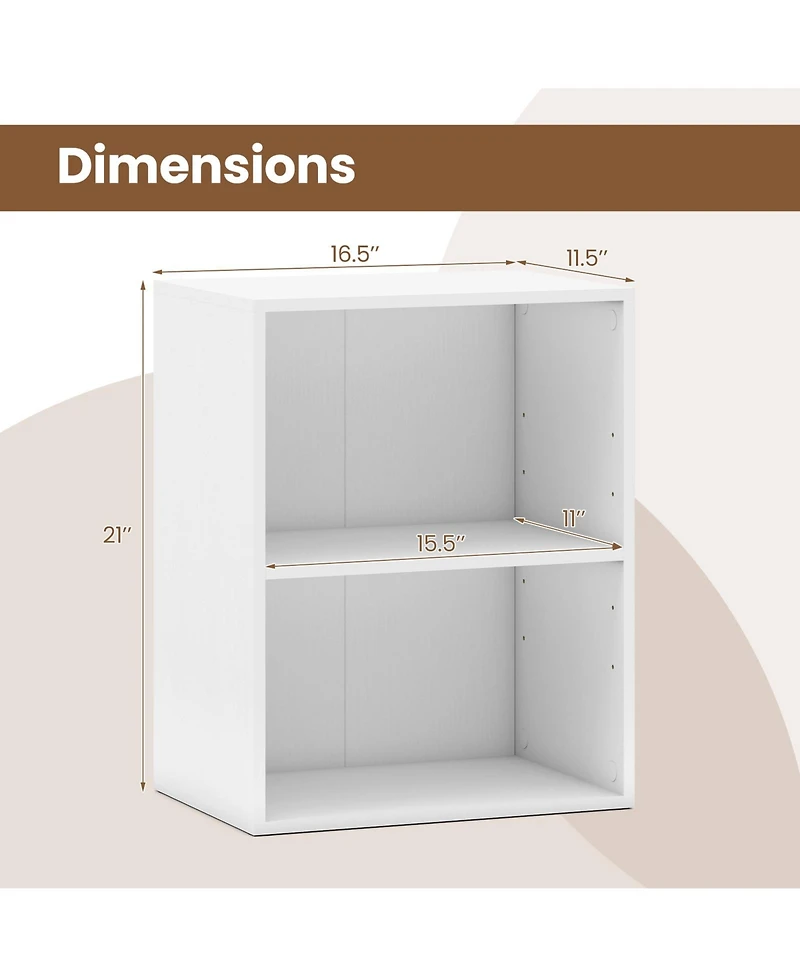Gymax 2 Piece 2-Cube Bookcase Floor Standing Open Bookshelf with 5-Position Adjustable Shelf