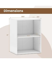 Gymax 2 Piece 2-Cube Bookcase Floor Standing Open Bookshelf with 5-Position Adjustable Shelf