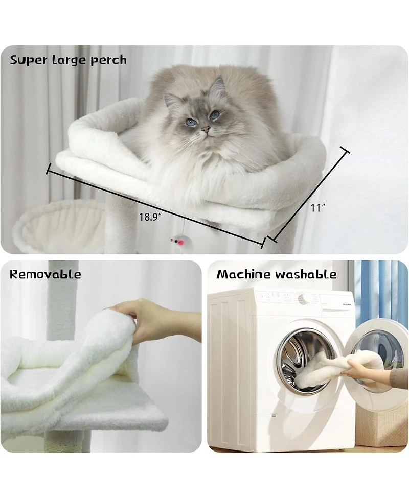 Streamdale Furniture 68in Multi-Level Cat Tree with Hammocks, Cave