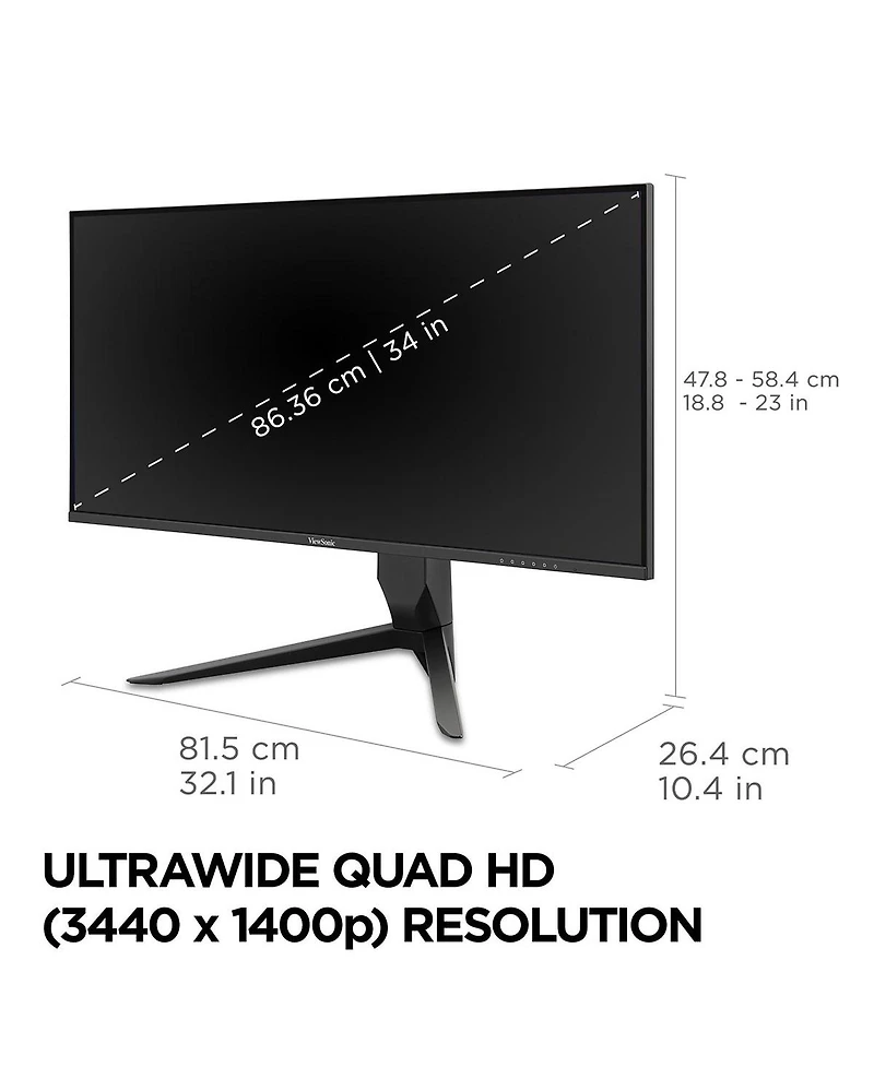 ViewSonic VX3418-2K 34" 21:9 Uwqhd 165Hz Mva Led Gaming Monitor