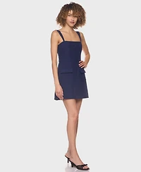 Alexa & Sophia Juniors' Square Neck Woven Dress with Front Pockets