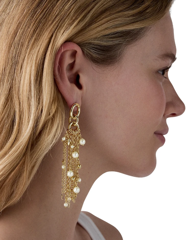 kate spade new york Gold-Tone Chain Reaction Tassel Chandelier Earrings