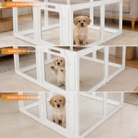 Streamdale Furniture Clear Acrylic Indoor Playpen for Puppies, Rabbits, and Cats, 12 Panels