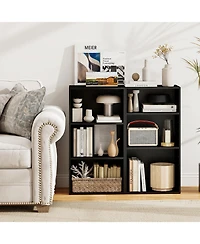 Gymax 3-Tier Cube Bookcase Modern Open Bookshelf with Adjustable Shelves