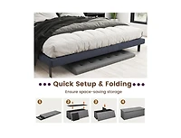 Slickblue End of Bed Folding Ottoman Bench with Linen Upholstery and Hidden Storage