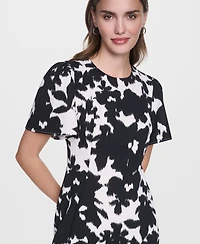 Dkny Women's Flutter-Sleeve Printed Dress