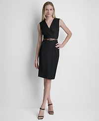 Dkny Women's V-Neck Belted Midi Dress