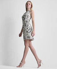 Dkny Women's Printed High Neck Shift Dress
