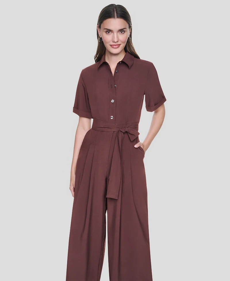Dkny Women's Short-Sleeve Wide-Leg Jumpsuit