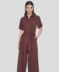 Dkny Women's Short-Sleeve Wide-Leg Jumpsuit