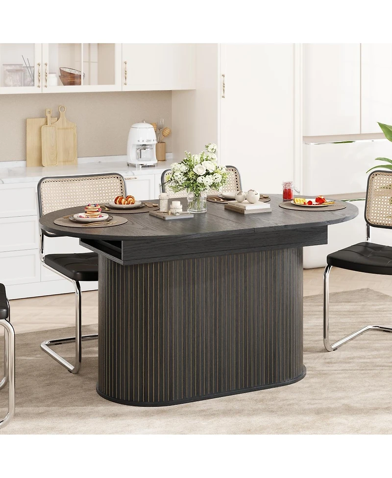 Streamdale Furniture 55.11"-70.86" Extendable Dining Table with Striped Legs