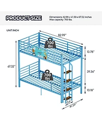 Streamdale Furniture Metal Floor Bunk Bed with Ladder, Heavy Duty