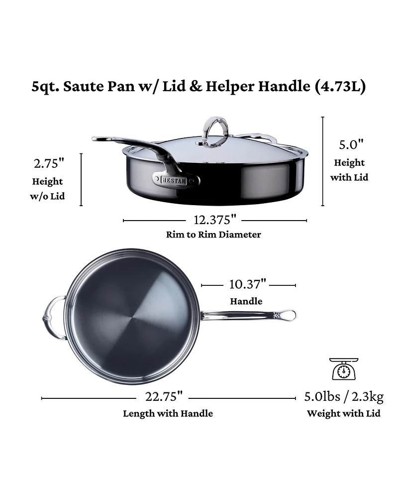 Hestan NanoBond Titanium Stainless Steel -Quart Covered Saute with Helper Handle