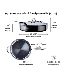 Hestan NanoBond Titanium Stainless Steel -Quart Covered Saute with Helper Handle