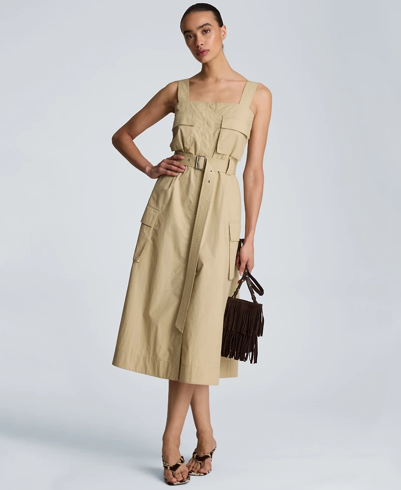 Kenneth Cole Women's Cotton-Blend Cargo Midi Dress