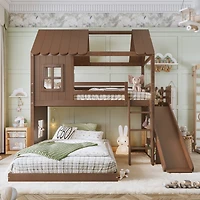 Streamdale Furniture House Bunk Bed with Storage, Wardrobe, and Slide