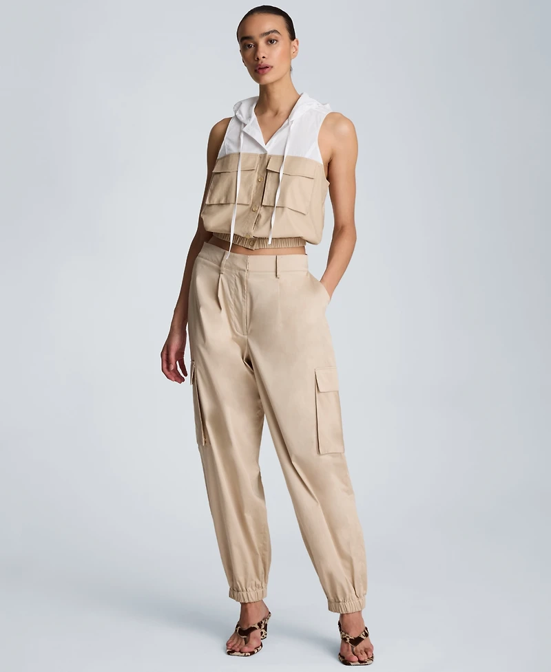 Kenneth Cole Women's Cotton-Blend Front Pleat Jogger Pants