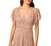 Adrianna Papell Women's Beaded Mesh Gown