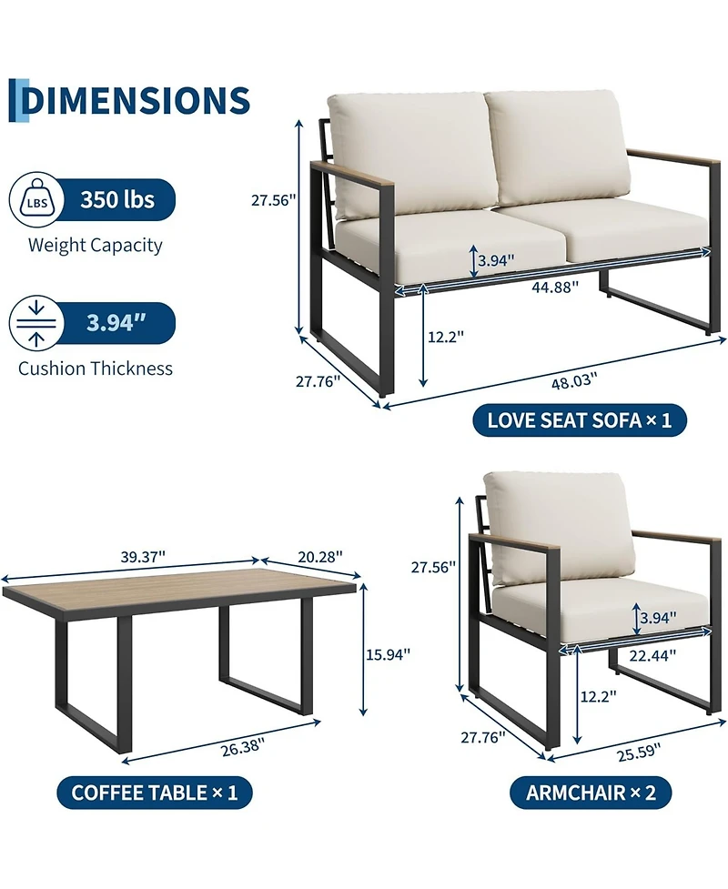 gaomon 4-Piece Outdoor Patio Furniture Set