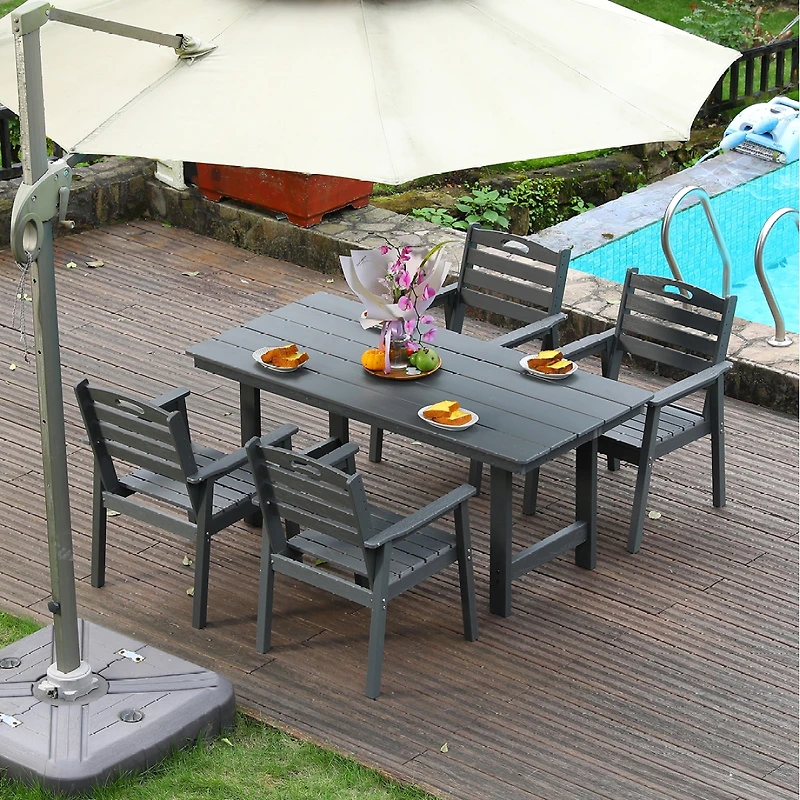 Streamdale Furniture 5-Piece Hdpe Outdoor Patio Dining Set with Umbrella Hole