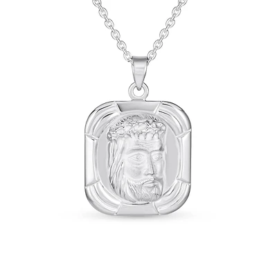 Bling Jewelry Religious Face of Jesus Pendant Necklace Medallion Dog Tag .925 Sterling Silver