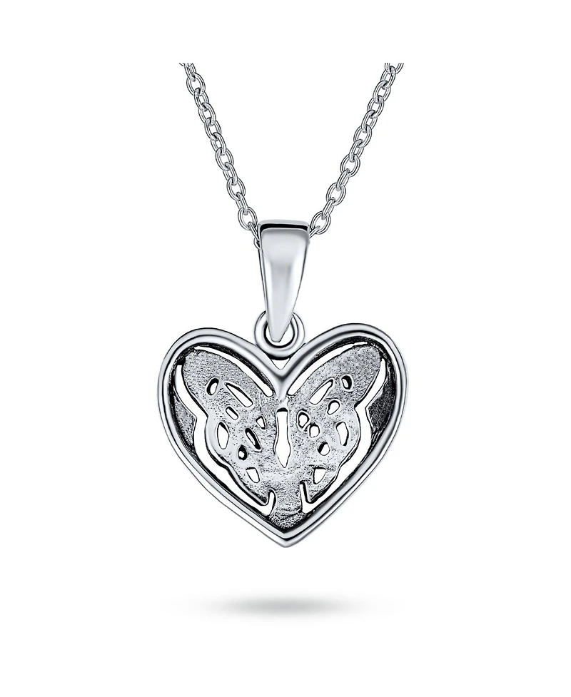 Bling Jewelry Butterfly Heart Pendant Necklace Celtic Triquetra Love Knot Oxidized .925 Sterling Silver