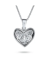 Bling Jewelry Butterfly Heart Pendant Necklace Celtic Triquetra Love Knot Oxidized .925 Sterling Silver