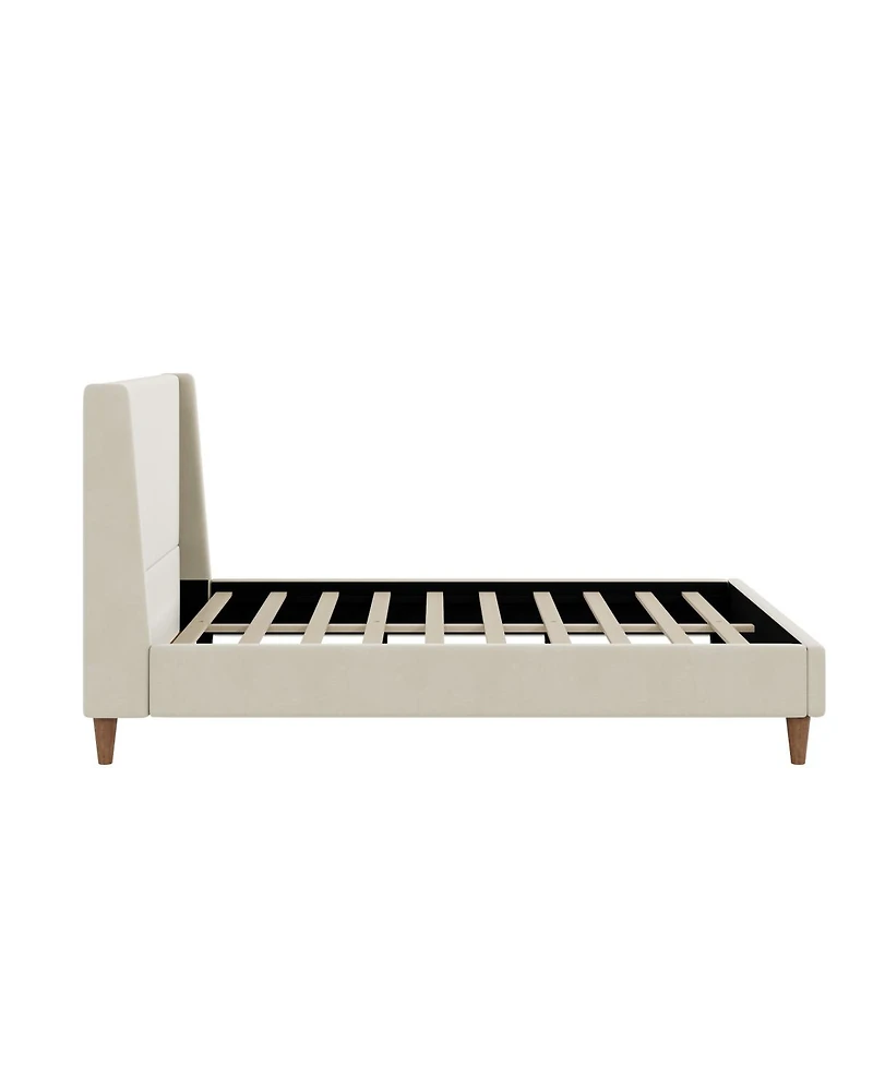 Streamdale Furniture Modern Velvet Wingback Platform Bed, Queen Size